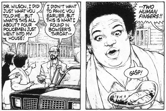 ''Fool, everyone knows a dog that size needs at least THREE fingers per meal.''